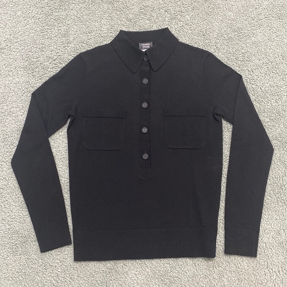 Chanel Uniform Long Sleeve Knit Polo 